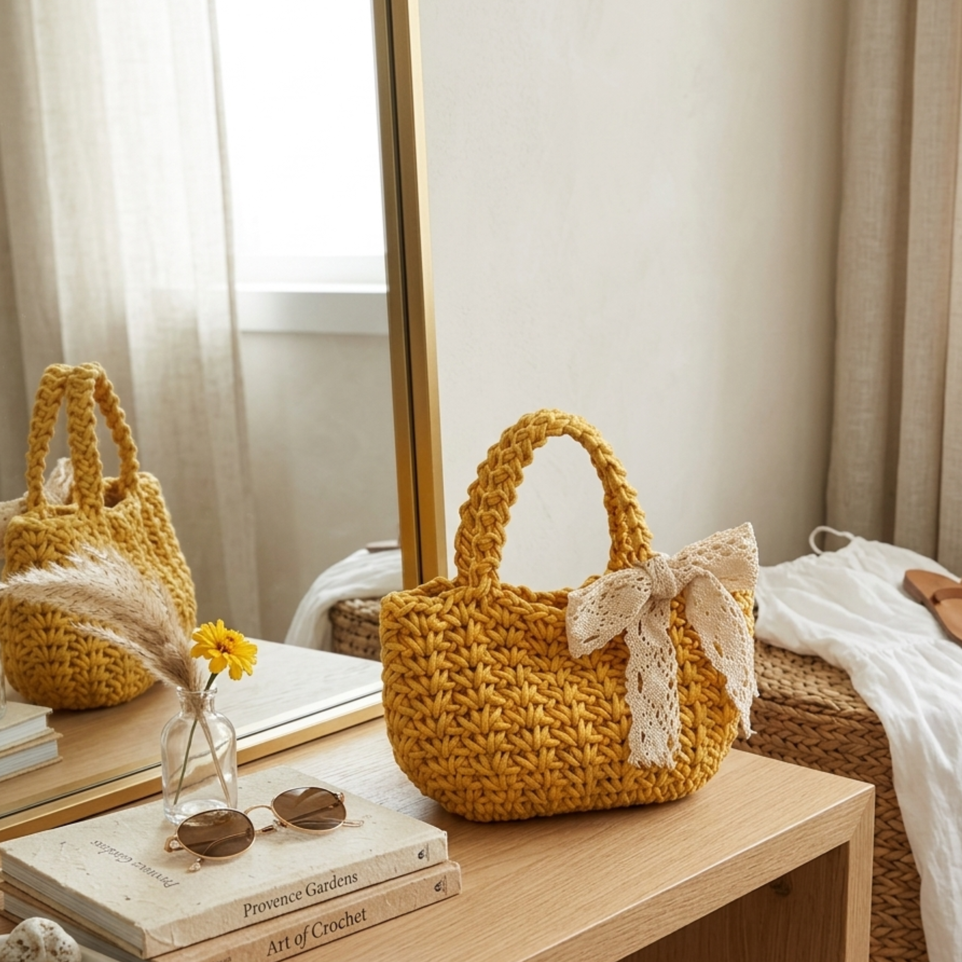 Soft Weave Tote Handbag - Minimalist Design - Eco-Friendly Sustainable Bag