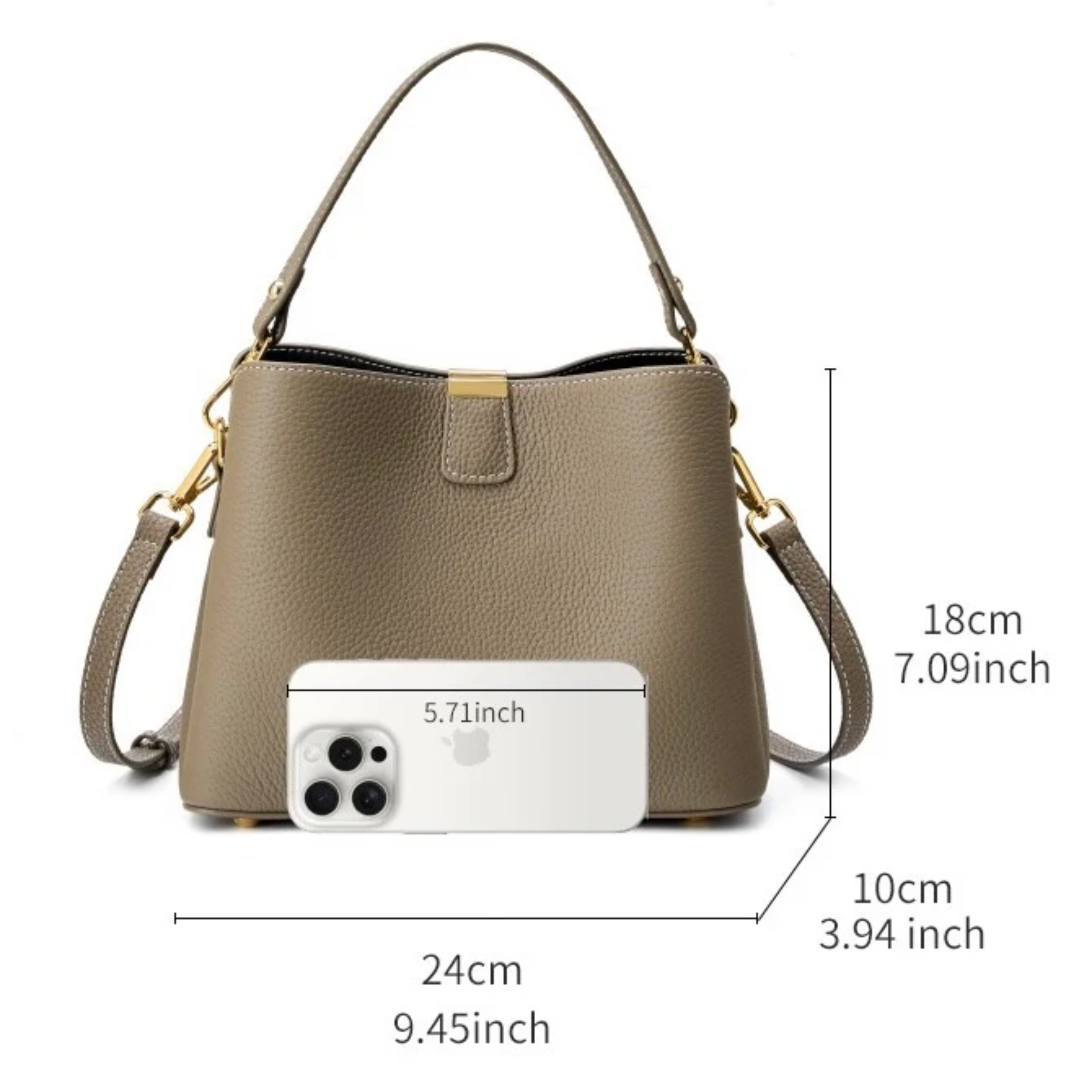 Genuine Leather Bucket Handbag - Stylish Tote for Everyday Use