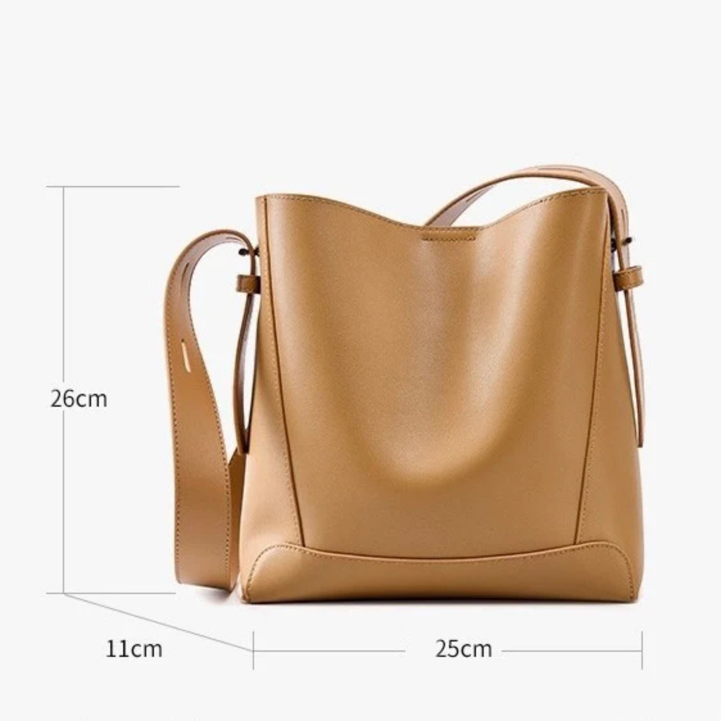 Leather Oversized Bucket Bag - Crossbody & Shoulder Style for Everyday Use