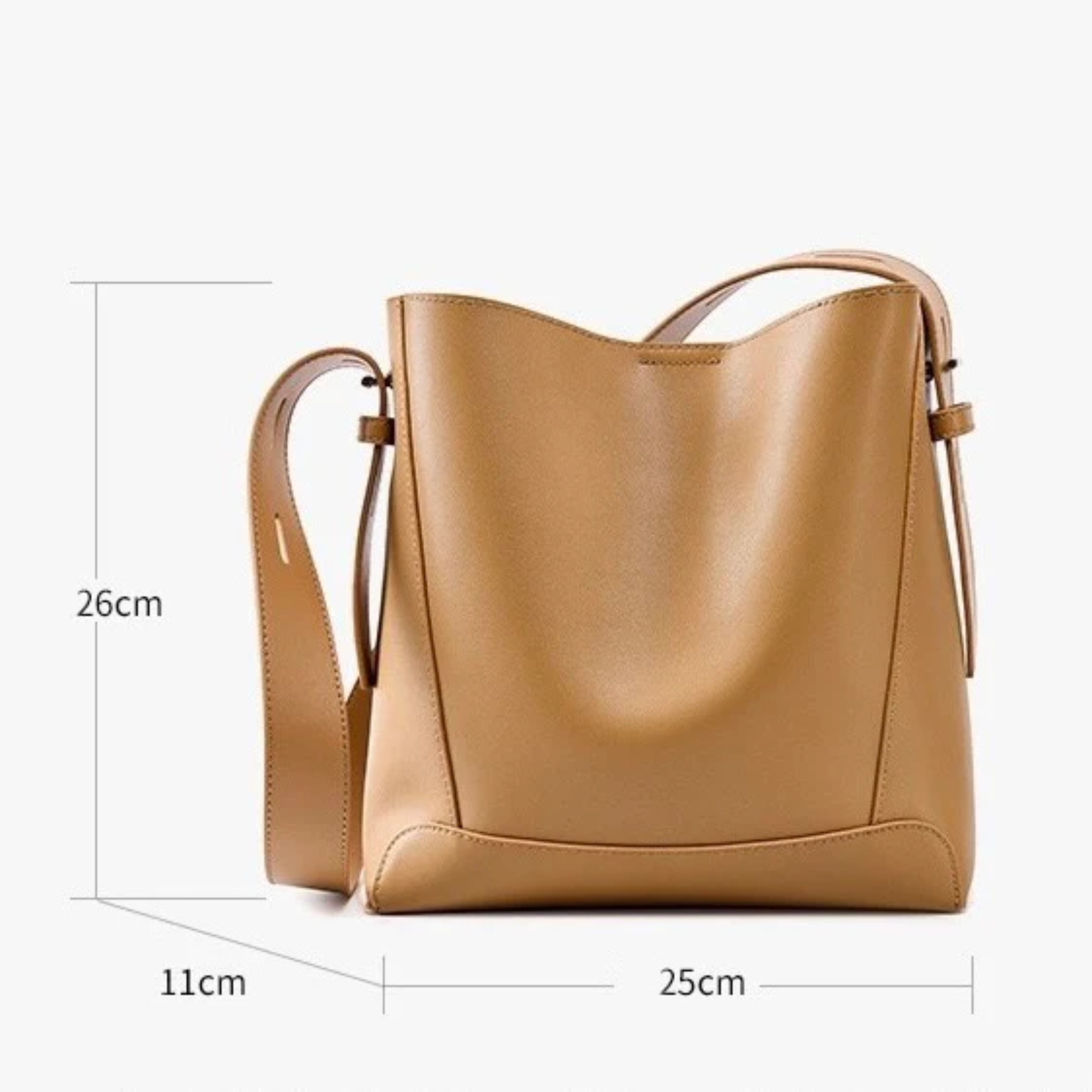 Leather Oversized Bucket Bag - Crossbody & Shoulder Style for Everyday Use