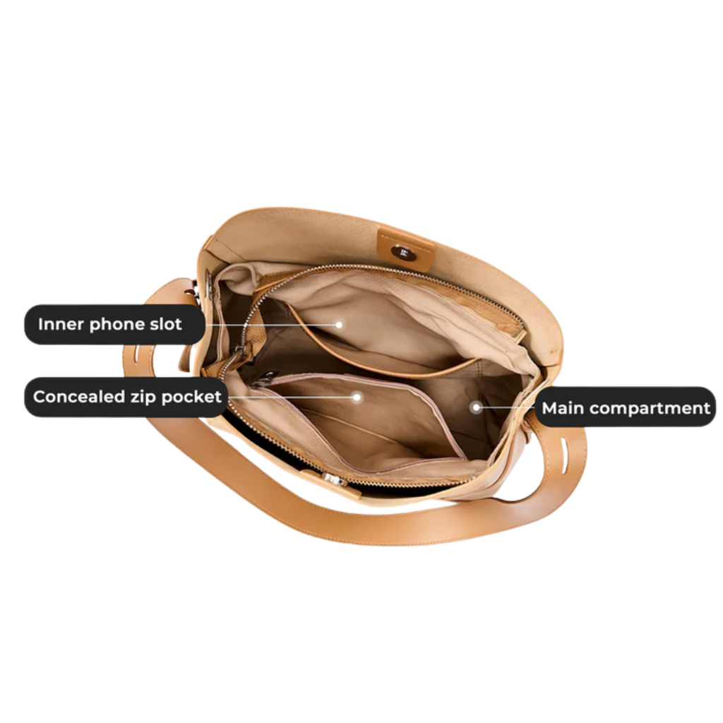 Leather Oversized Bucket Bag - Crossbody & Shoulder Style for Everyday Use