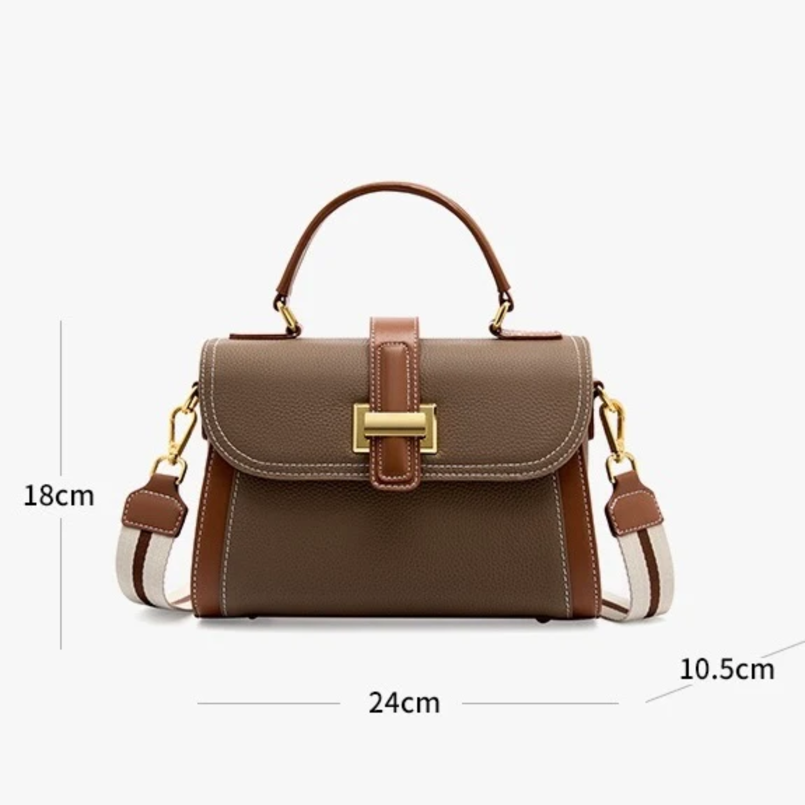 Leather Structured Top Handle Clutch Bag for Everyday Use - Alondra Style