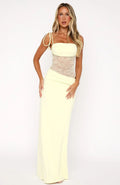 Square Neck Lace Detail Maxi Dress | Sculpting Fit for Formal Events