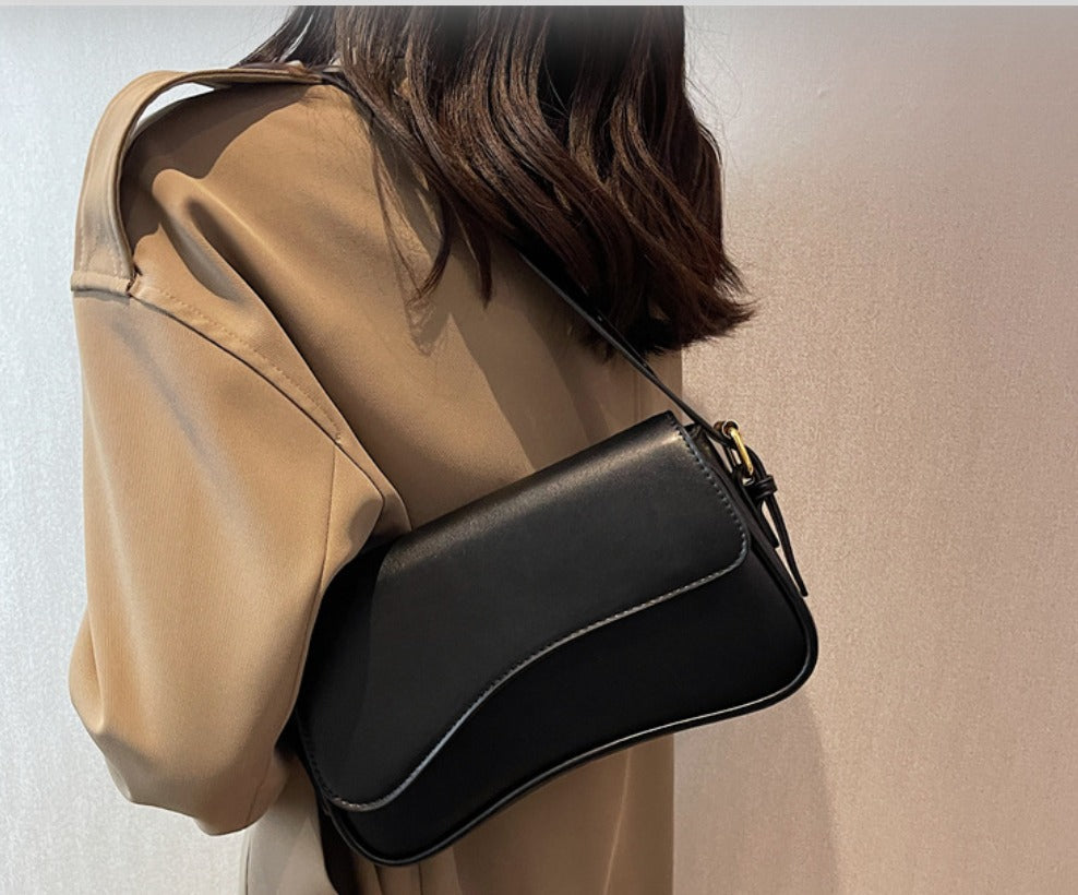 Vegan Leather Shoulder Bag - Crescent Design for Everyday Use