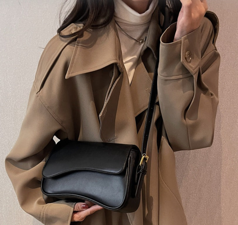 Vegan Leather Shoulder Bag - Crescent Design for Everyday Use