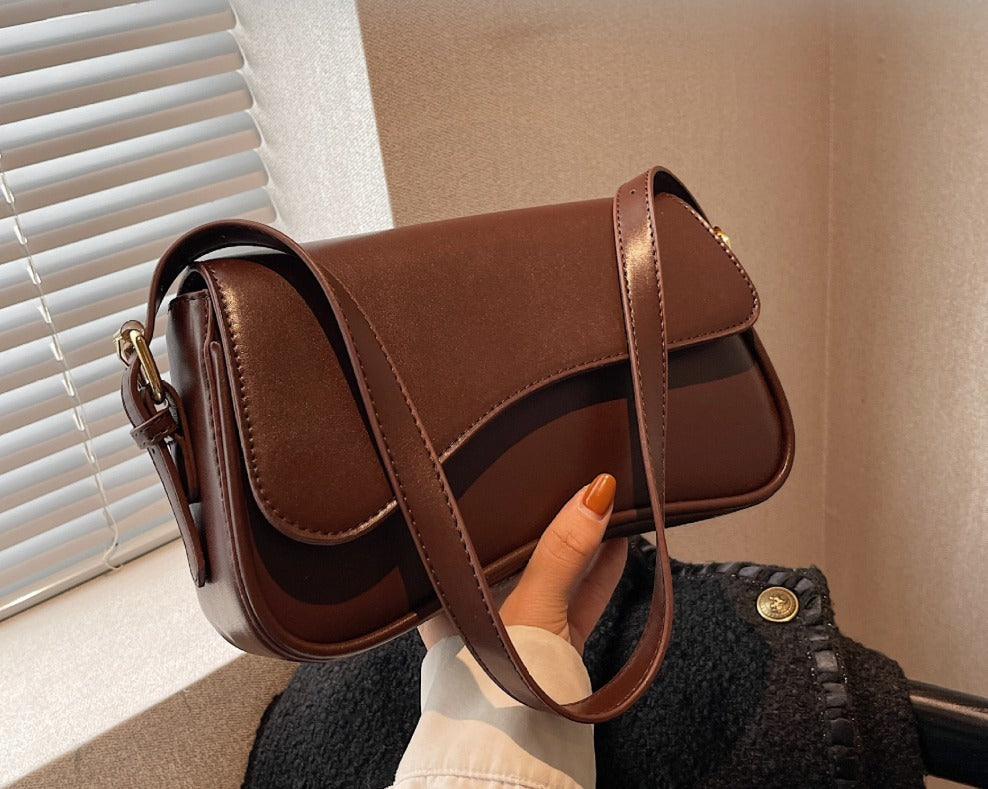 Vegan Leather Shoulder Bag - Crescent Design for Everyday Use