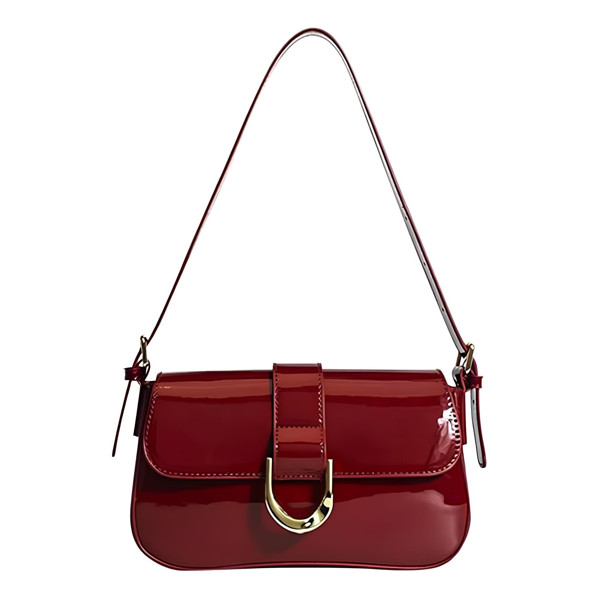 Vegan Leather Shoulder Bag in Crimson - Stylish Everyday Tote for Women