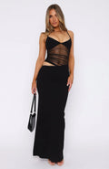 High-Slit Mesh Cut-Out Maxi Dress | Sultry Allure for Evening Events