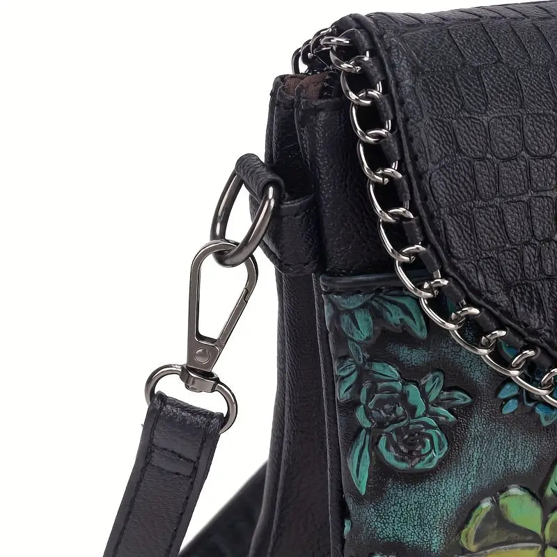 Velvet Crossbody Bag with Chain Strap - Luxe Velvet Material for Everyday Use