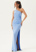 Pale Blue One-Shoulder Maxi Dress | Sleek Stretchy Formal Gown for Events