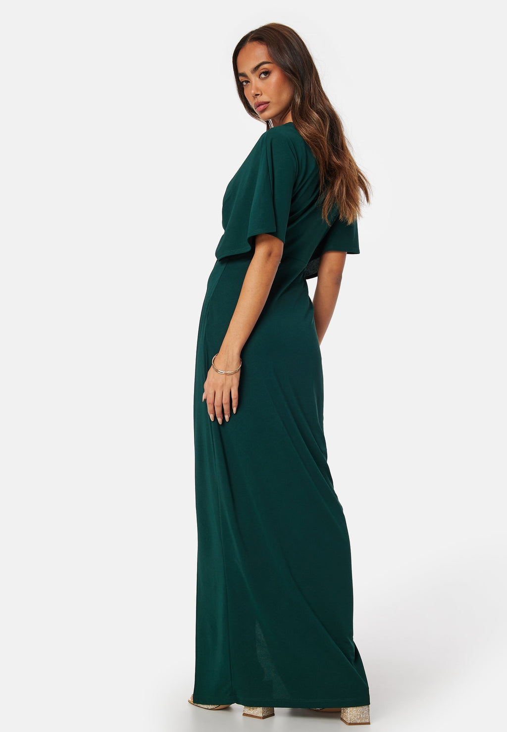 Dark Green Wrap Maxi Dress | Lightweight Fabric | Elegant Evening Wear