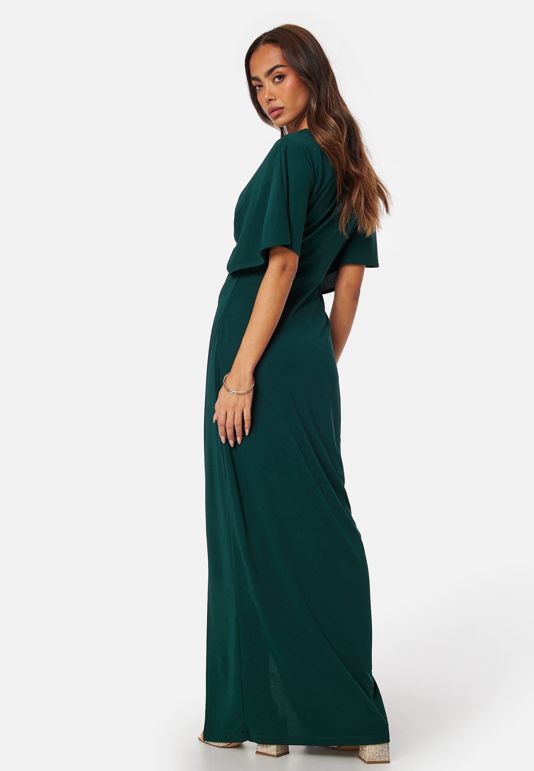 Dark Green Wrap Maxi Dress | Lightweight Fabric | Elegant Evening Wear