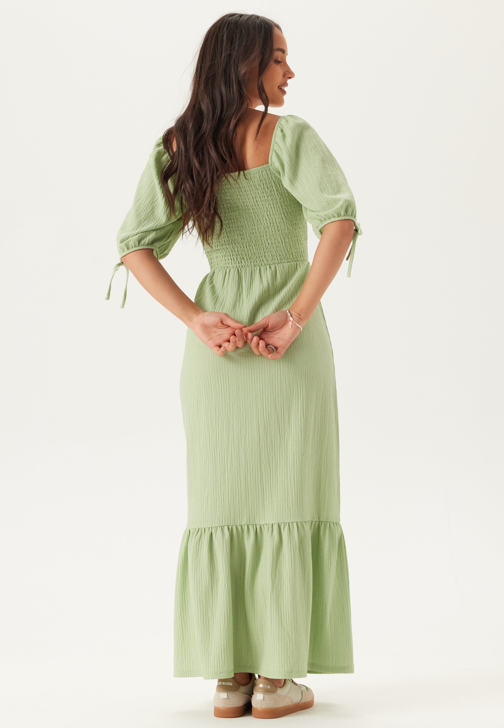 Heart-Neck Bubble Sleeve Maxi Dress for Women - Elegant Summer Evening Wear
