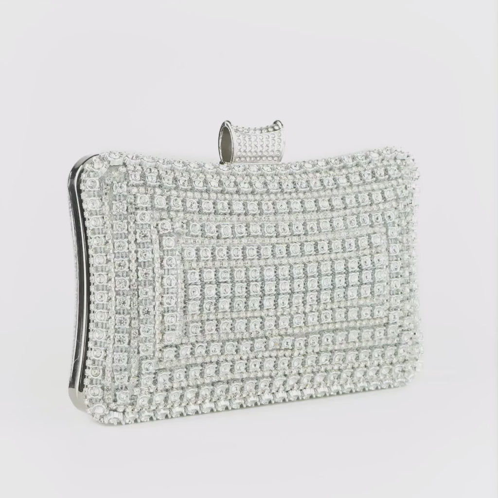 Glitter Evening Clutch Bag with Detachable Chain Strap for Weddings and Parties