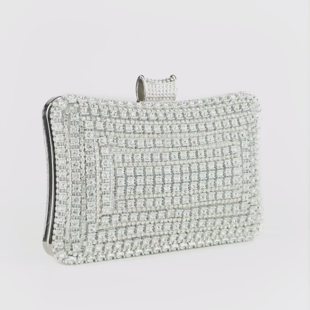 Glitter Evening Clutch Bag with Detachable Chain Strap for Weddings and Parties