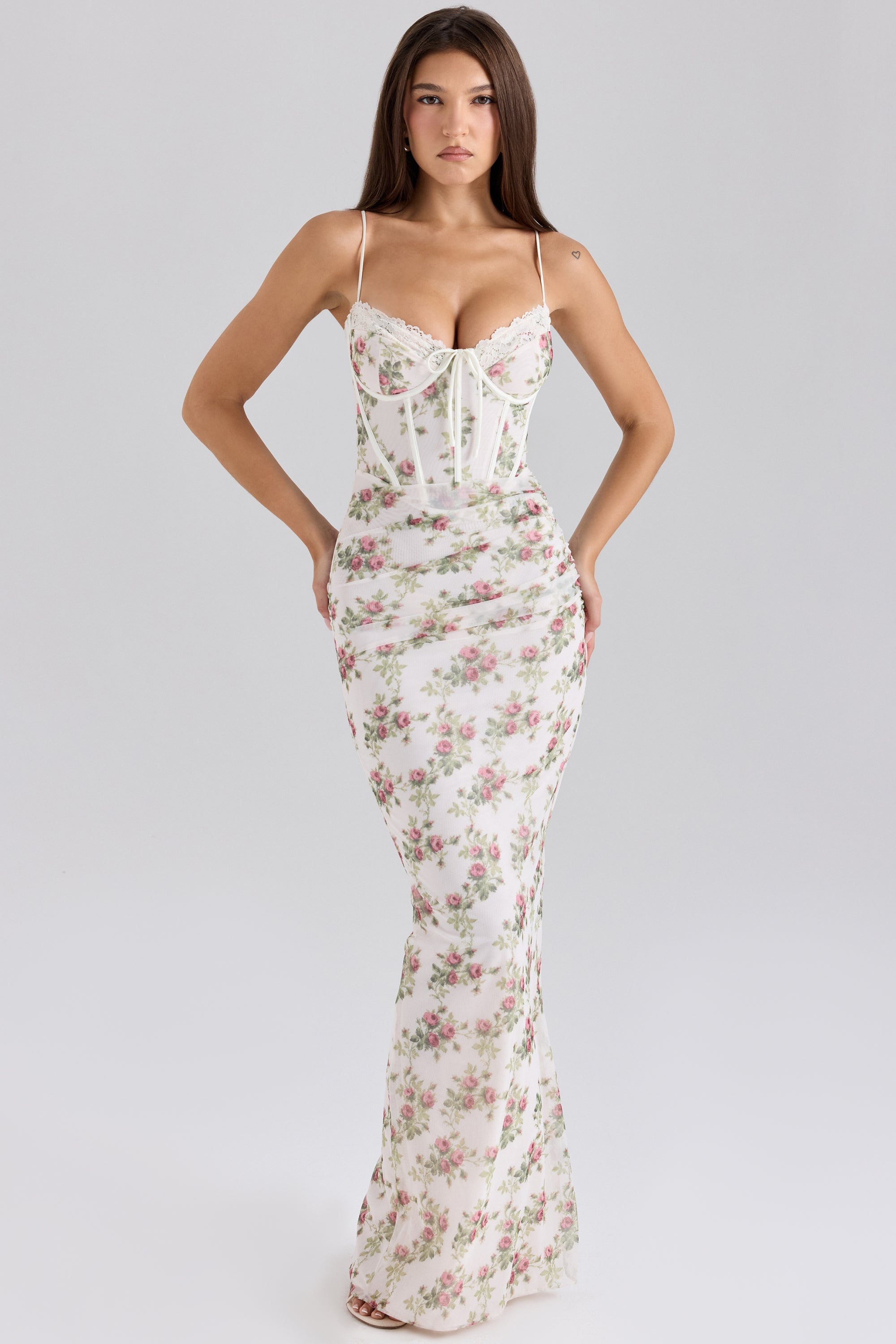 Floral Lace Bodycon Maxi Dress | Elegant Corset Design for Special Occasions