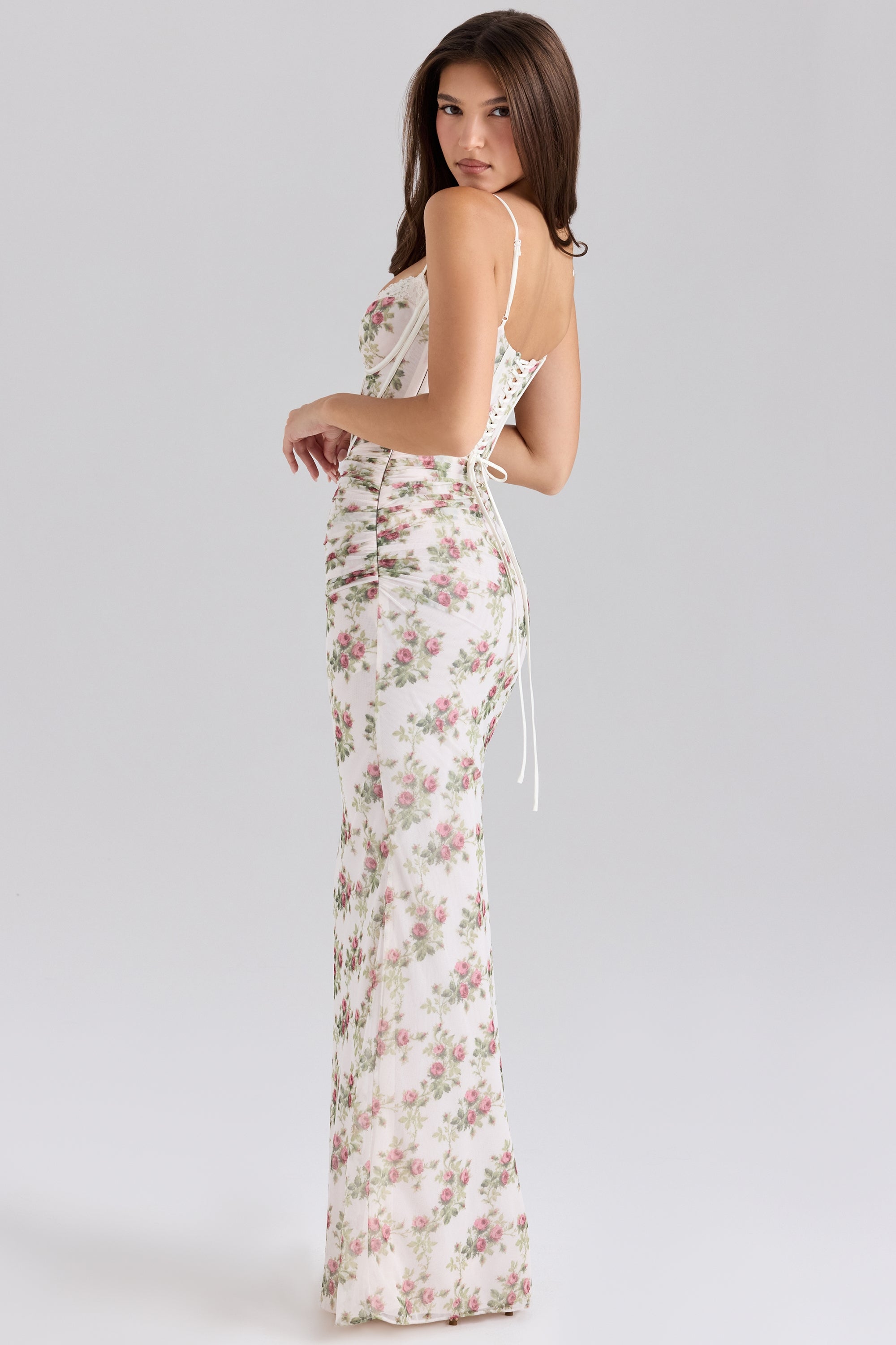 Floral Lace Bodycon Maxi Dress | Elegant Corset Design for Special Occasions