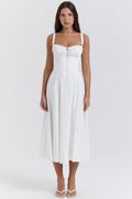 Ruched Bodice High Slit Midi Dress for Evening Events and Special Occasions