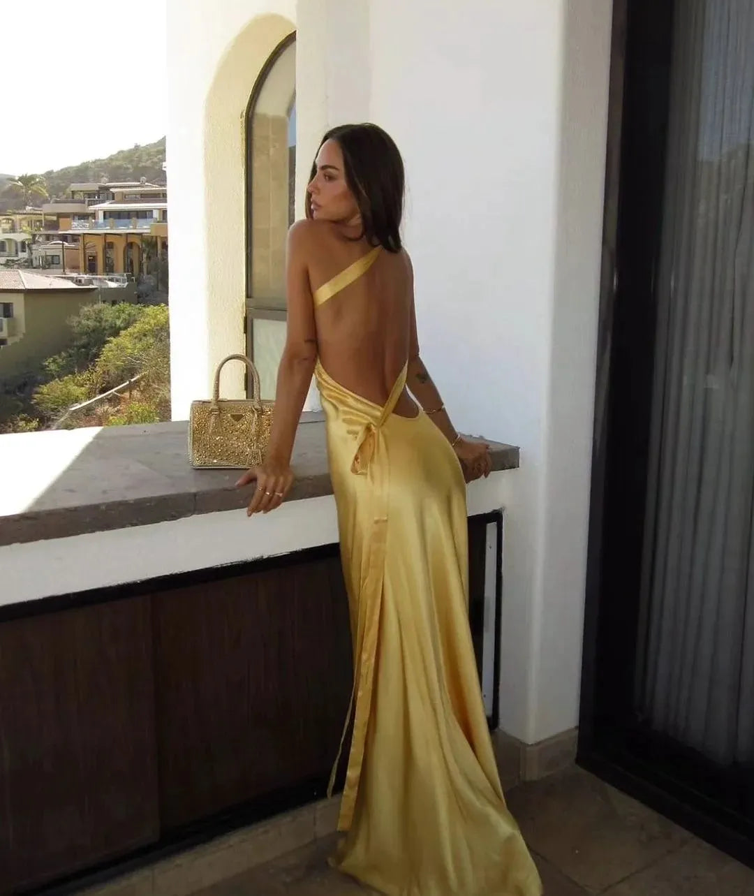 Satin Open Back Maxi Dress | Soft and Elegant Evening Wear