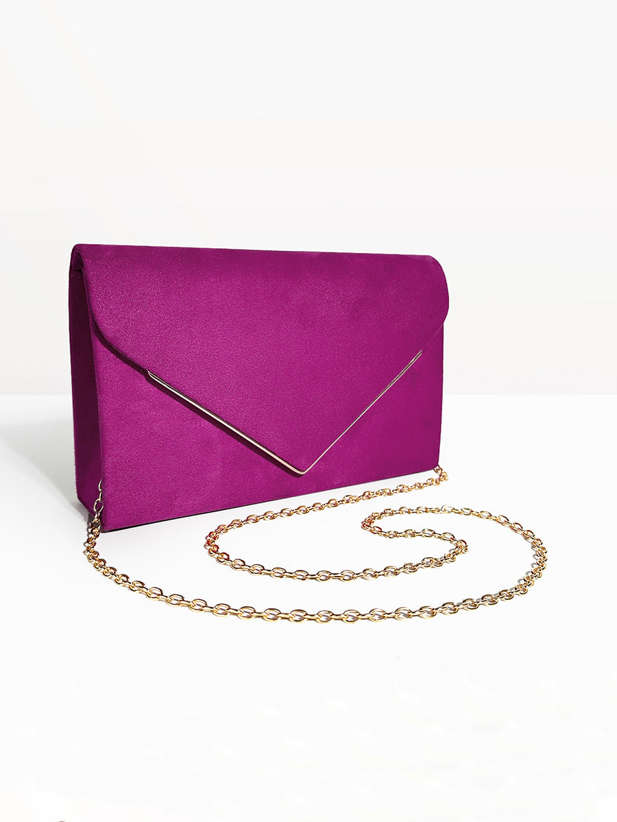 Suede Velvet Envelope Clutch Bag for Evening Events and Parties