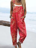 Floral Print Relaxed Dungarees