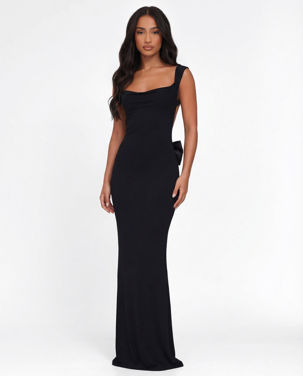 Backless Tie-Detail Maxi Dress | Sleek Sculpting Design for Elegant Occasions