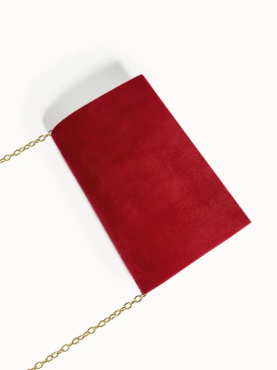 Suede Velvet Envelope Clutch Bag for Evening Events and Parties