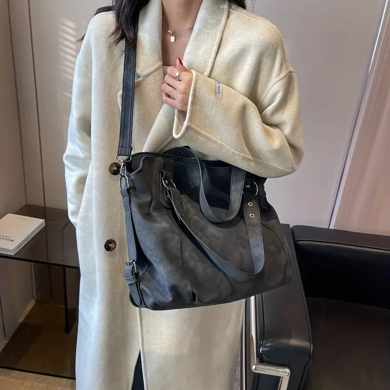 Vegan Suede Crossbody Tote Bag | Vintage Velvet Style for Everyday Use