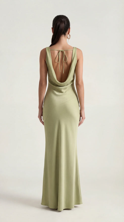 Backless Satin Halter Maxi Dress | Elegant Evening Wear for Special Occasions