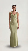 Backless Satin Halter Maxi Dress | Elegant Evening Wear for Special Occasions