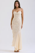 Vanilla White Fluid Maxi Dress | Ethereal Draped Design for Formal Events