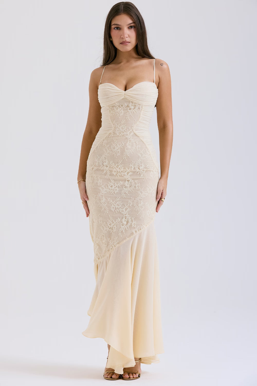 Vanilla White Fluid Maxi Dress | Ethereal Draped Design for Formal Events