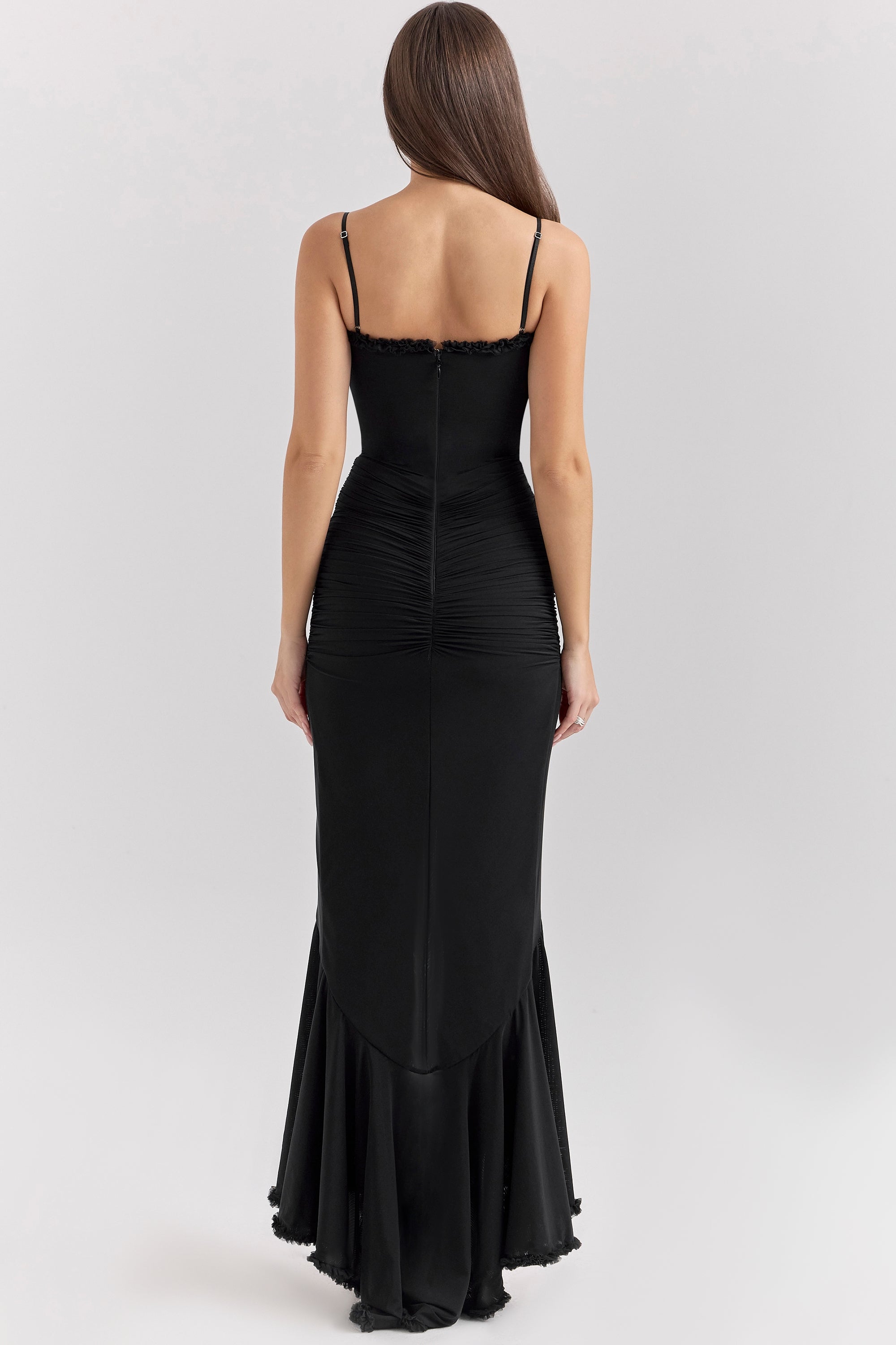 Cascading Ruffle Maxi Dress with Sweetheart Neckline - Elegant Evening Wear