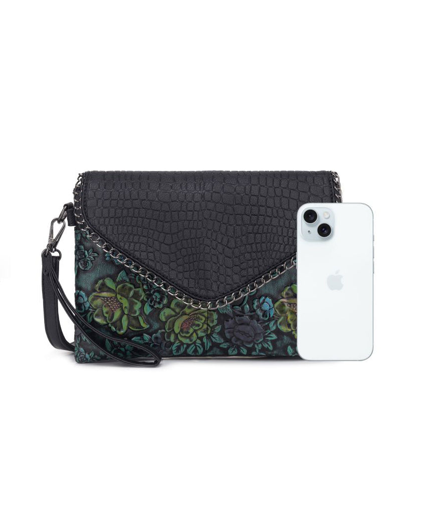 Velvet Crossbody Bag with Chain Strap - Luxe Velvet Material for Everyday Use
