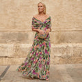 Colourful Pleated Midi Dress – Summer Wedding Dream