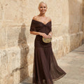Brown Pleated Midi Dress – Evening Elegance