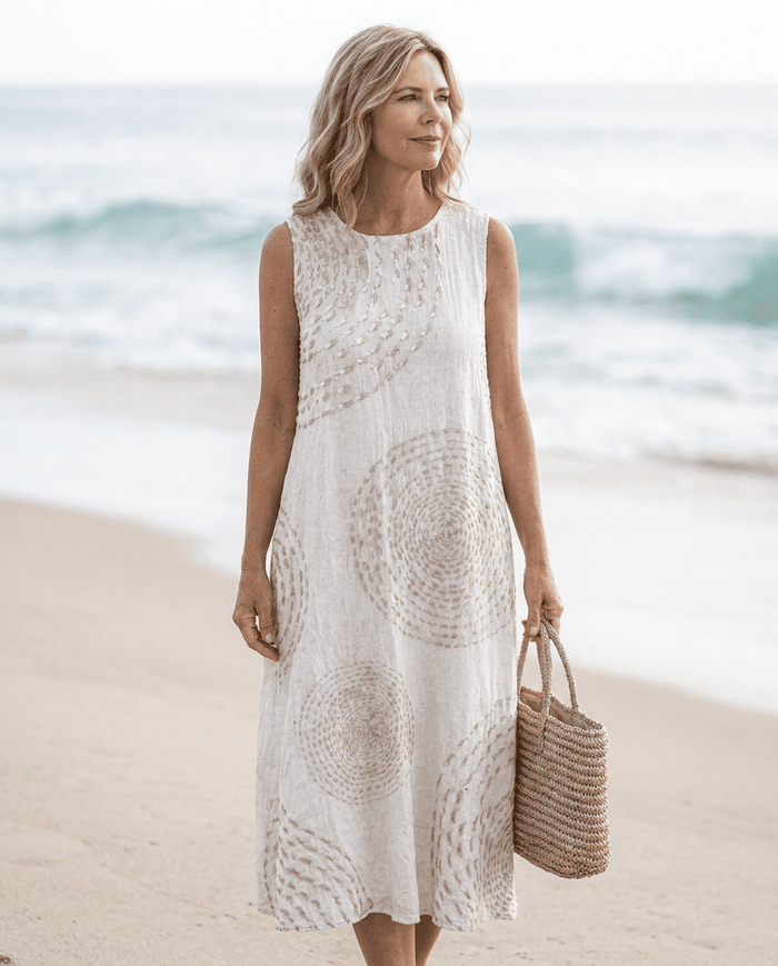 Everyday Elegance – Printed Sleeveless Midi Dress