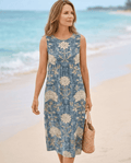 Brunch Ready – Denim Blue Boho Midi Dress