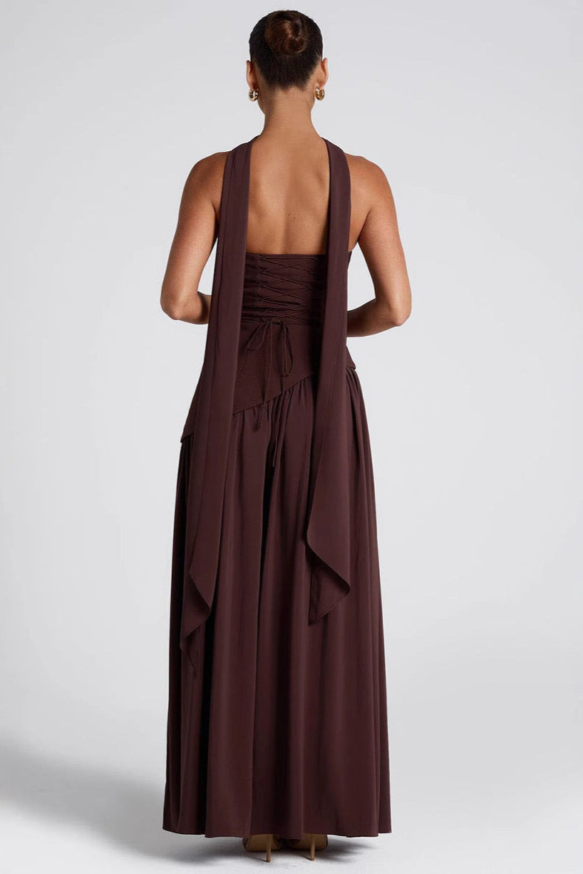 Asymmetrical Strapless Maxi Dress | Sculpted Design for Formal Events