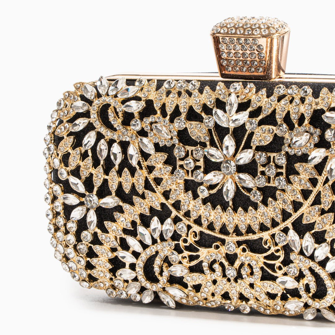 Flower Crystal Evening Clutch Bag - Dazzling Design for Formal Events
