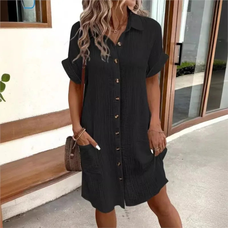 Marielle | Lightweight Linen Button Dress