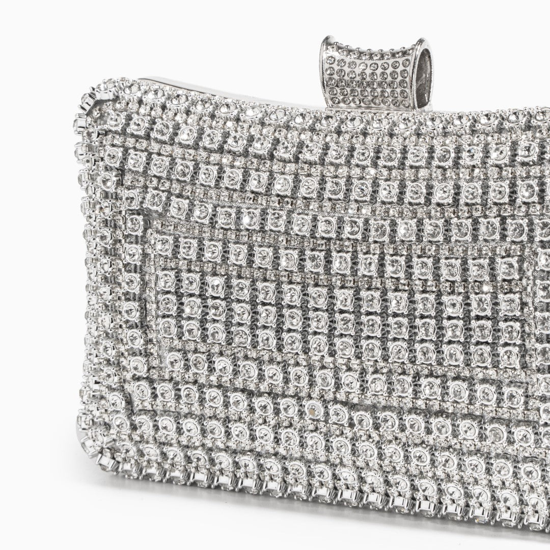Glitter Evening Clutch Bag with Detachable Chain Strap for Weddings and Parties