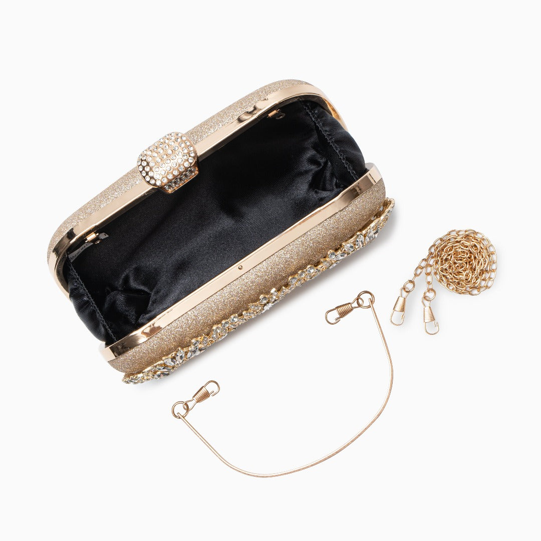 Flower Crystal Evening Clutch Bag - Dazzling Design for Formal Events