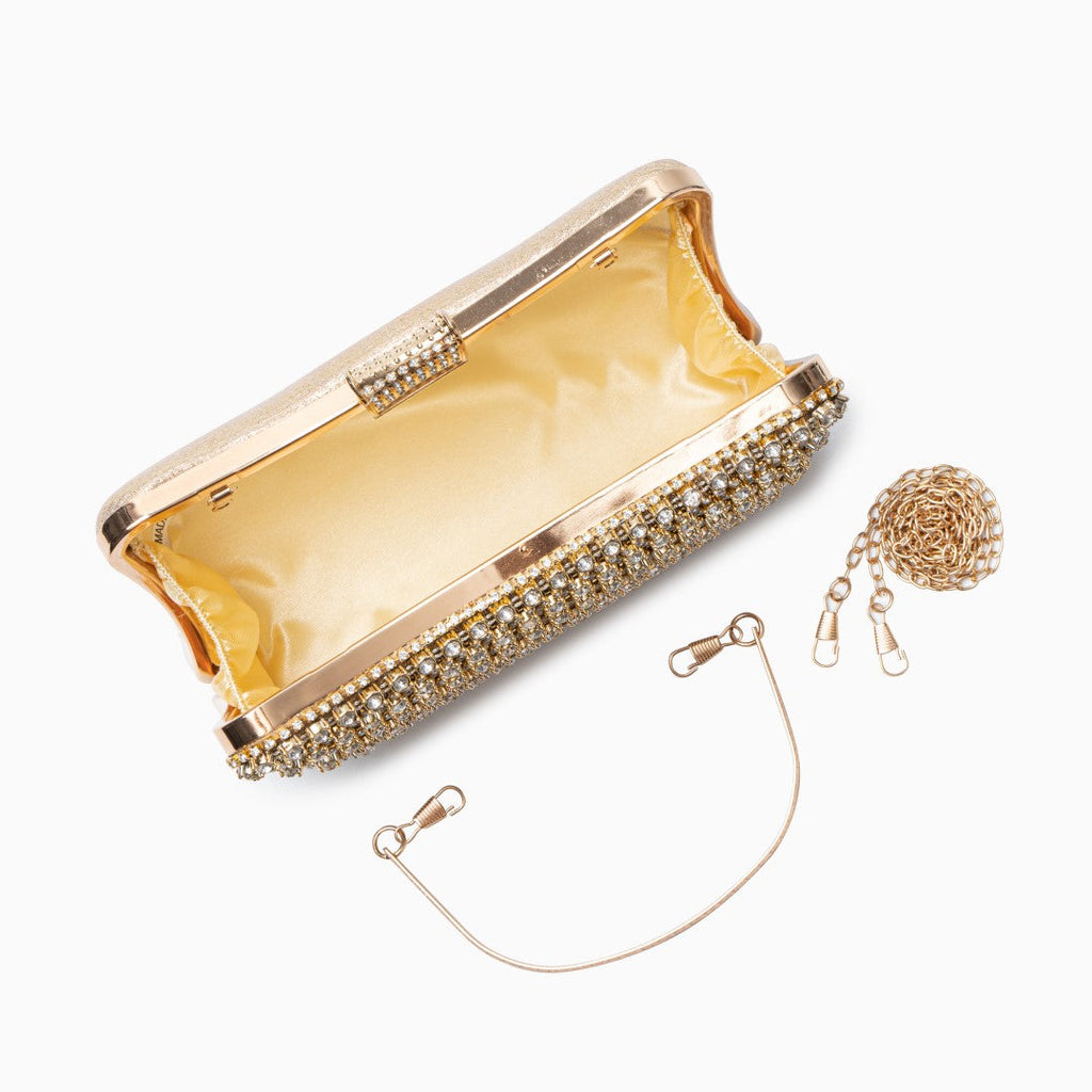 Glitter Evening Clutch Bag with Detachable Chain Strap for Weddings and Parties