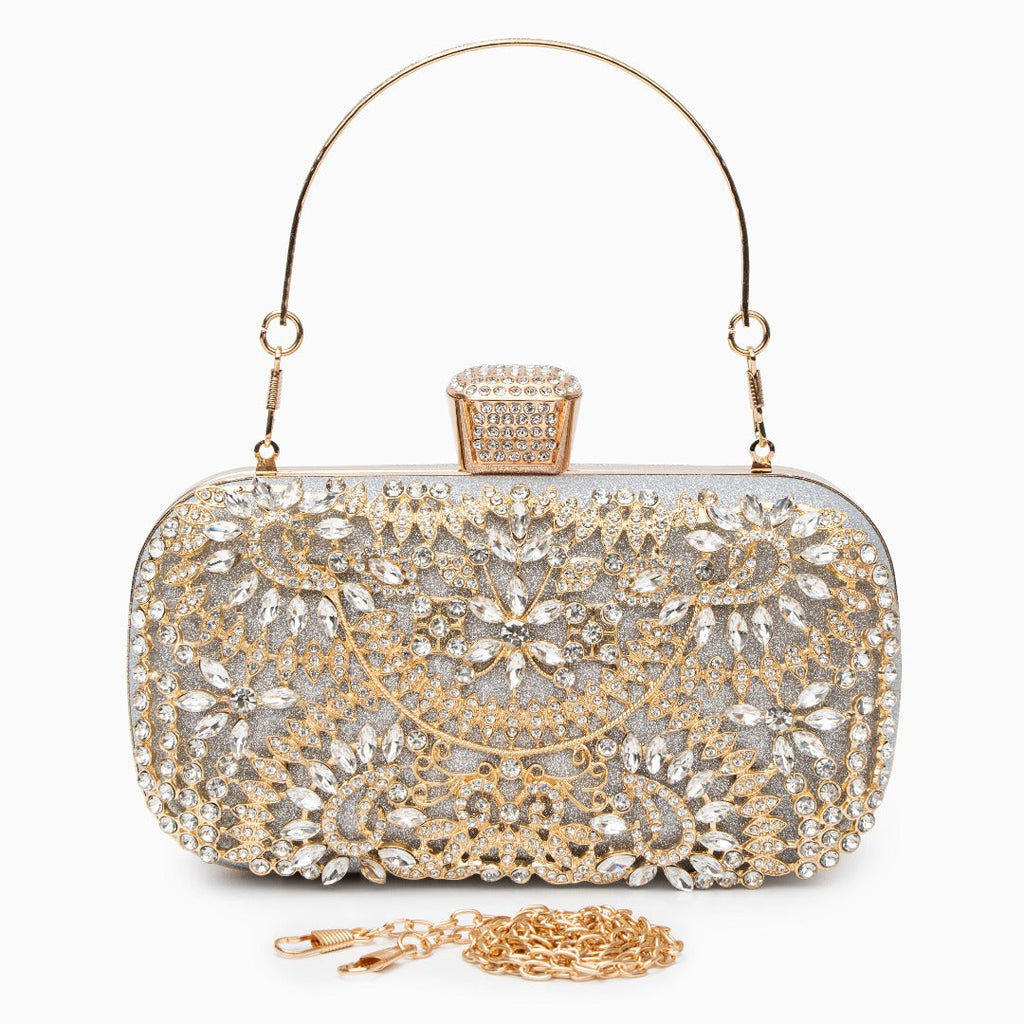 Flower Crystal Evening Clutch Bag - Dazzling Design for Formal Events