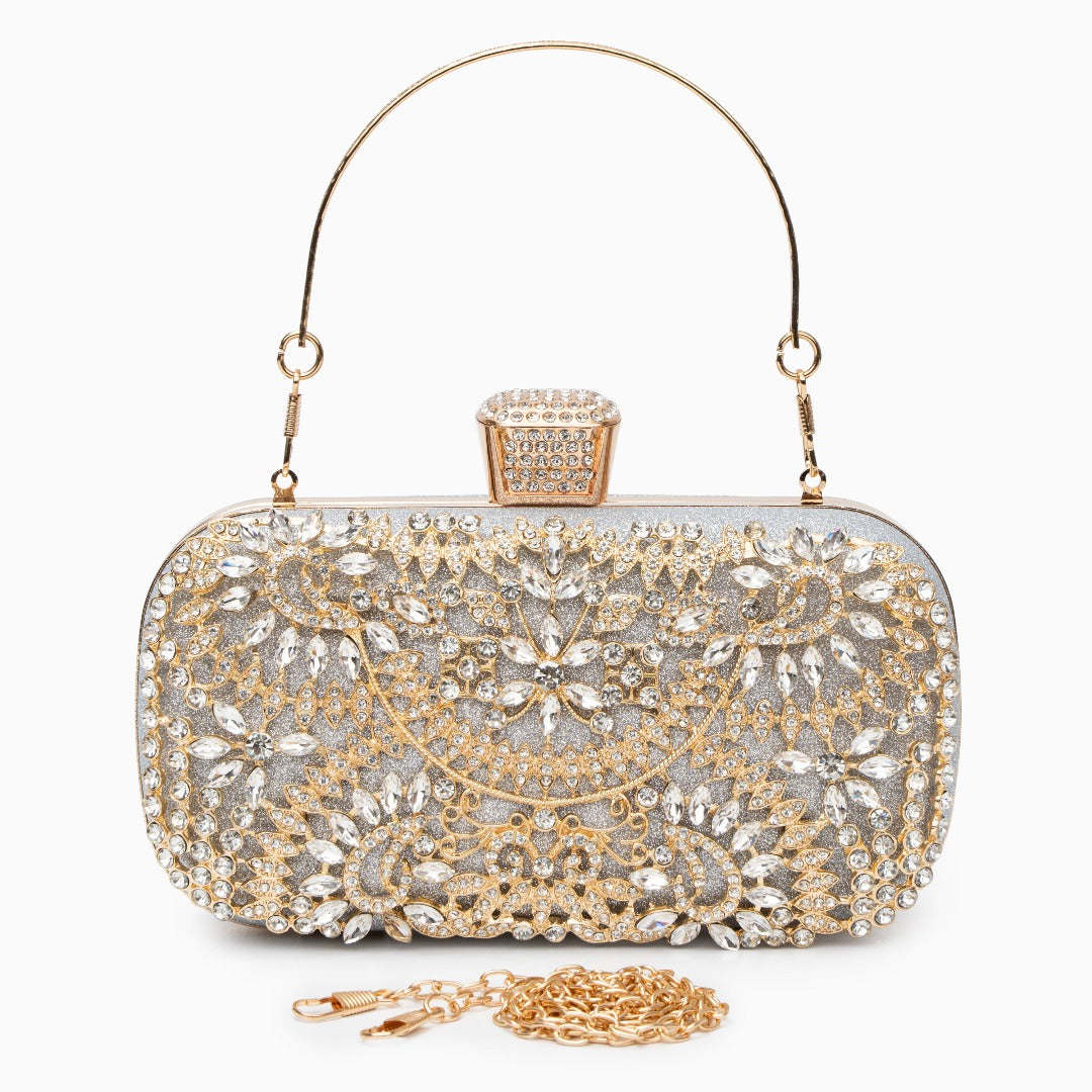 Flower Crystal Evening Clutch Bag - Dazzling Design for Formal Events