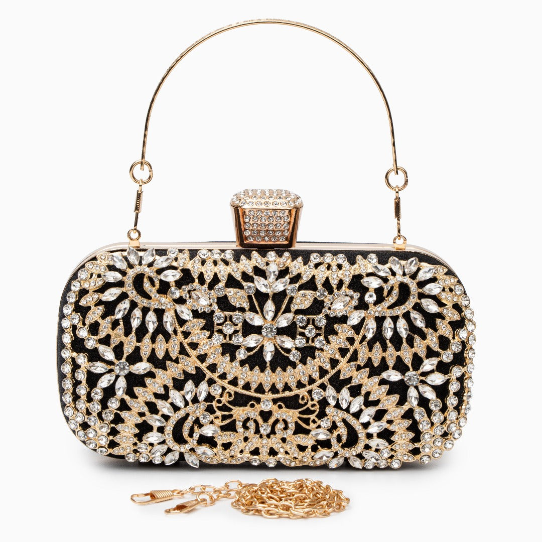 Flower Crystal Evening Clutch Bag - Dazzling Design for Formal Events