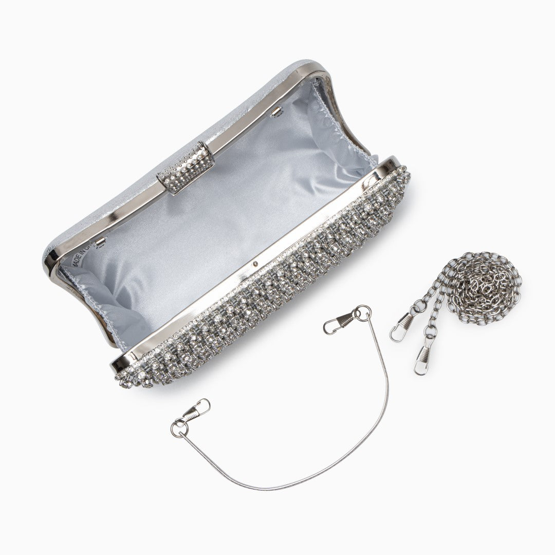 Glitter Evening Clutch Bag with Detachable Chain Strap for Weddings and Parties