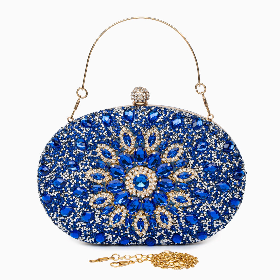 Diamond Rhinestone Clutch Bag - PU Leather Evening Purse with Adjustable Strap