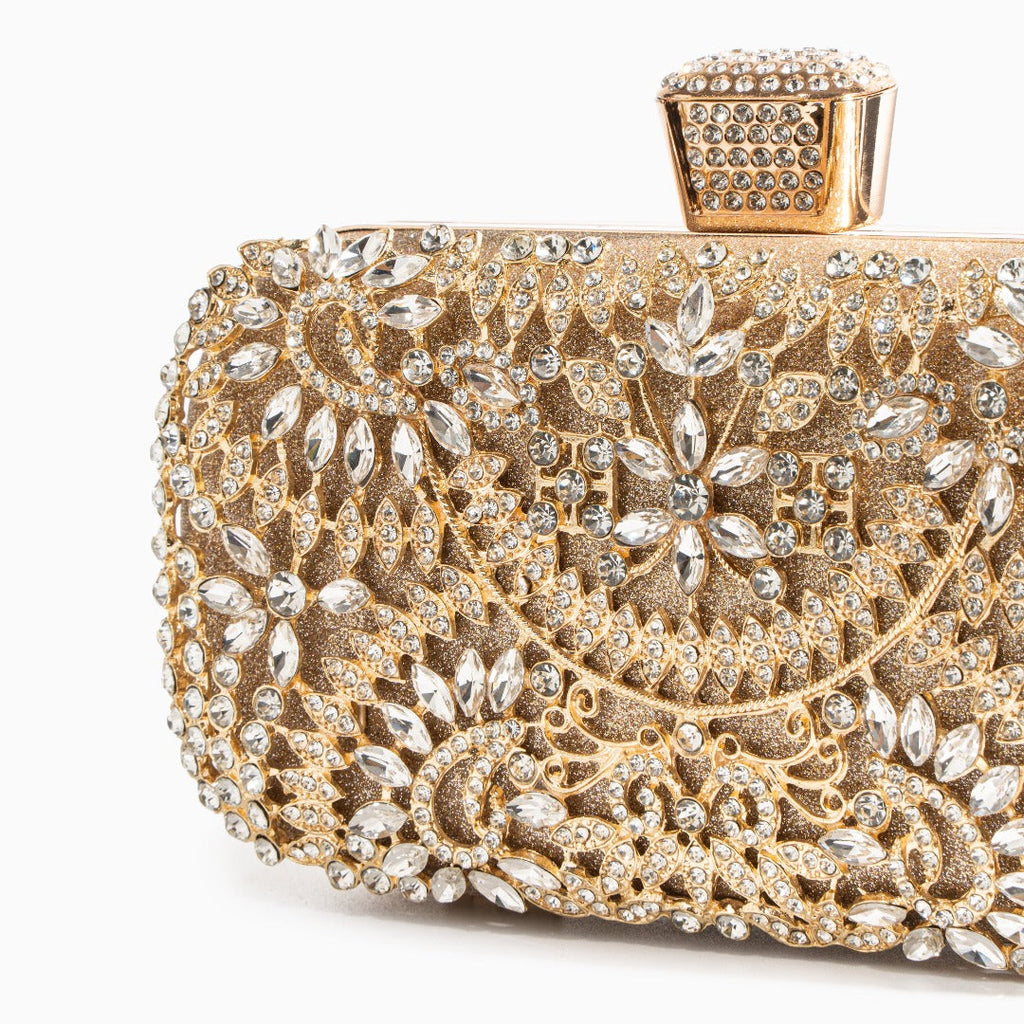 Flower Crystal Evening Clutch Bag - Dazzling Design for Formal Events